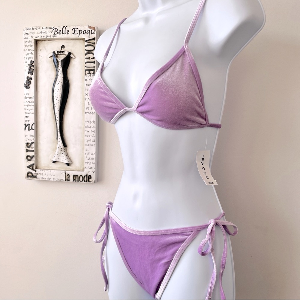 NWT Kendall & Kylie Two Piece Lavender Purple Velvet Bikini Size S/M - Picture 5 of 8